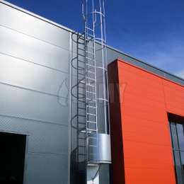 Cage ladder with door for flat roof access Cage ladder with door on the bottom for a restricted access to the roof